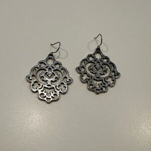 Lucky Brand Antique Silver Filigree Dangle Earrings